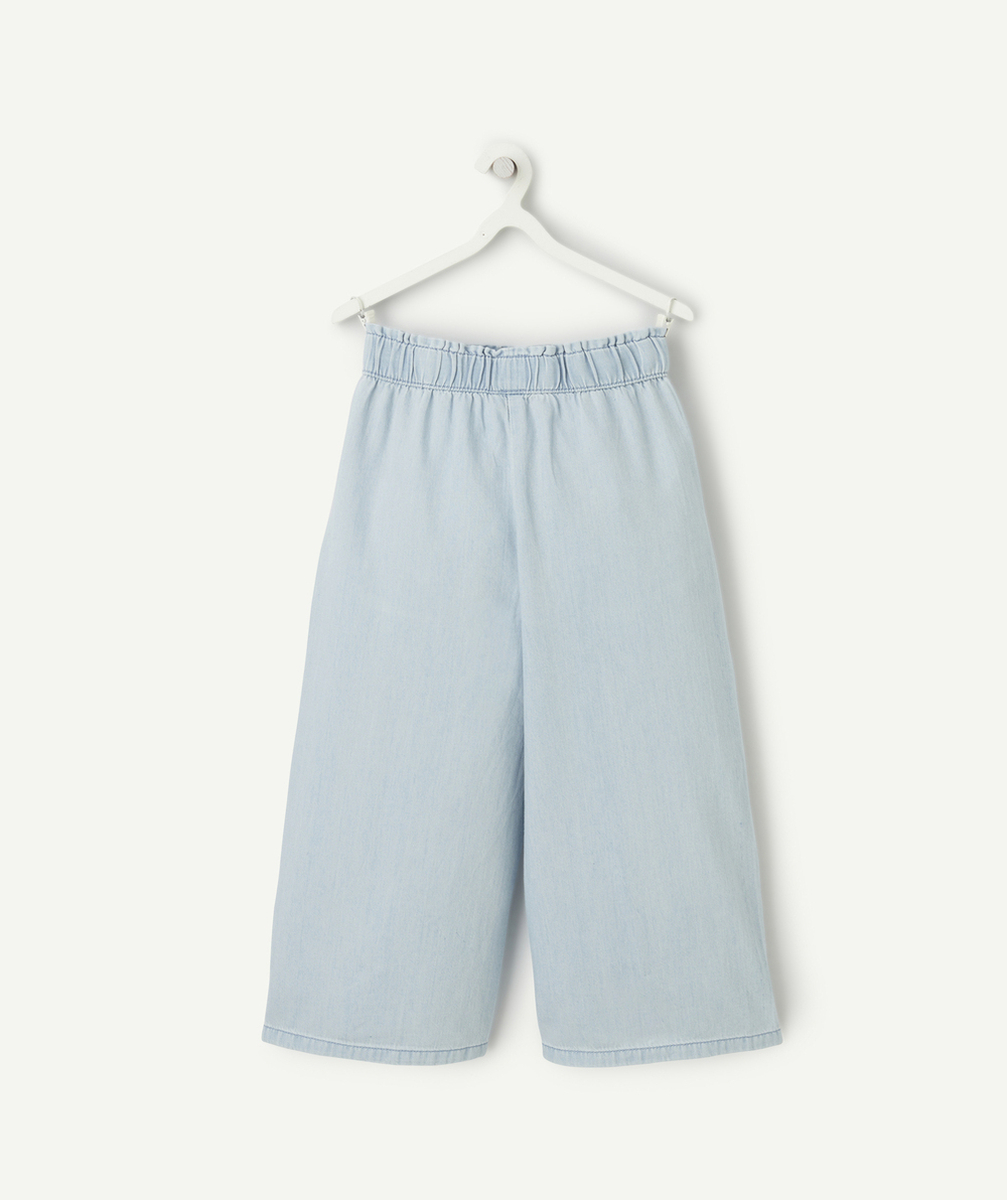 pantalon large fille en denim light low impact bleu