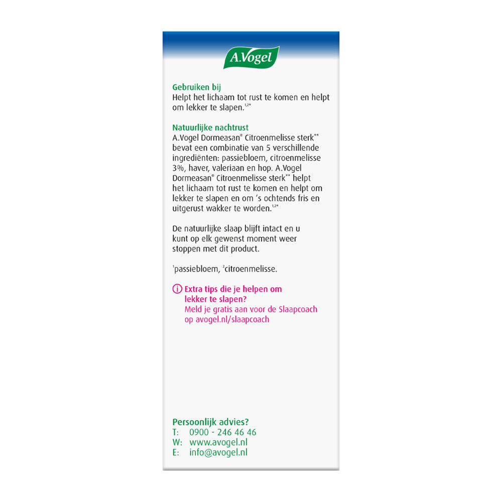 A.Vogel Dormeasan Citroenmelisse Sterk30 tabletten