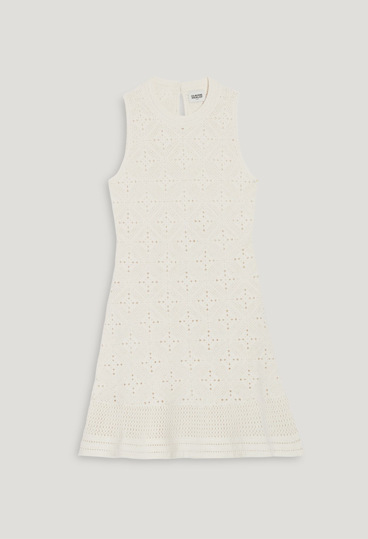 Robe courte coton ajoure ecru