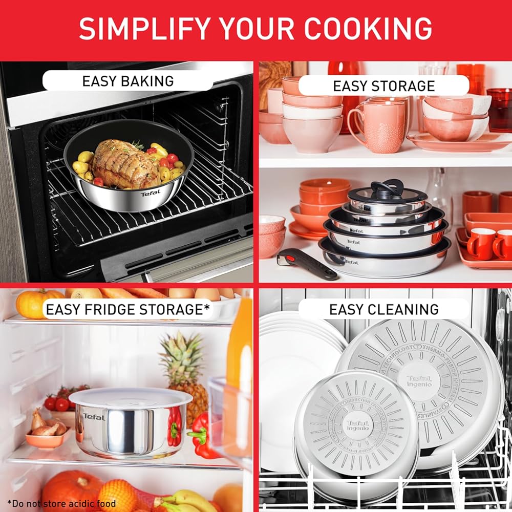 Tefal Ingenio Preference ON L9749432 Lot de 13 poêles à induction antiadhésives 24 et 28 cm, casseroles 16 et 20 cm, wok 26 cm, casserole 24 cm, couvercles en verre 16 et 20 et 24 cm, couvercles : Cuisine et Maison
