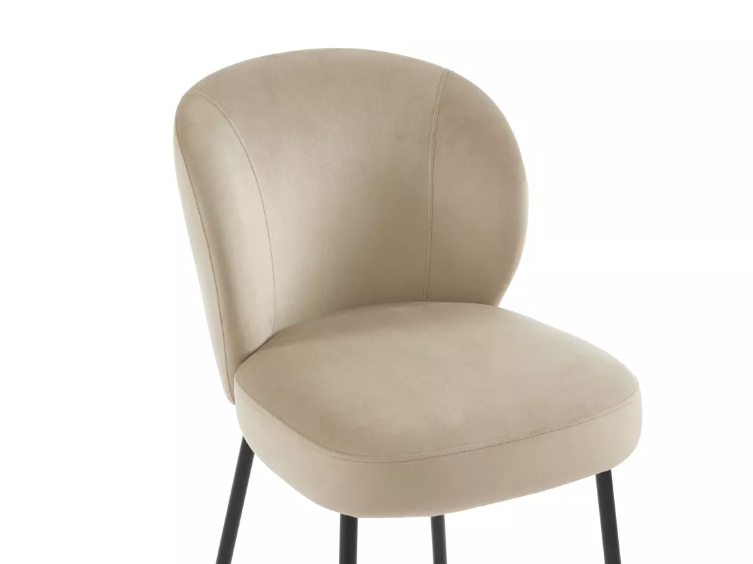 Lot de 2 tabourets de bar en velours et métal noir - Beige - POLPONA de Pascal MORABITO