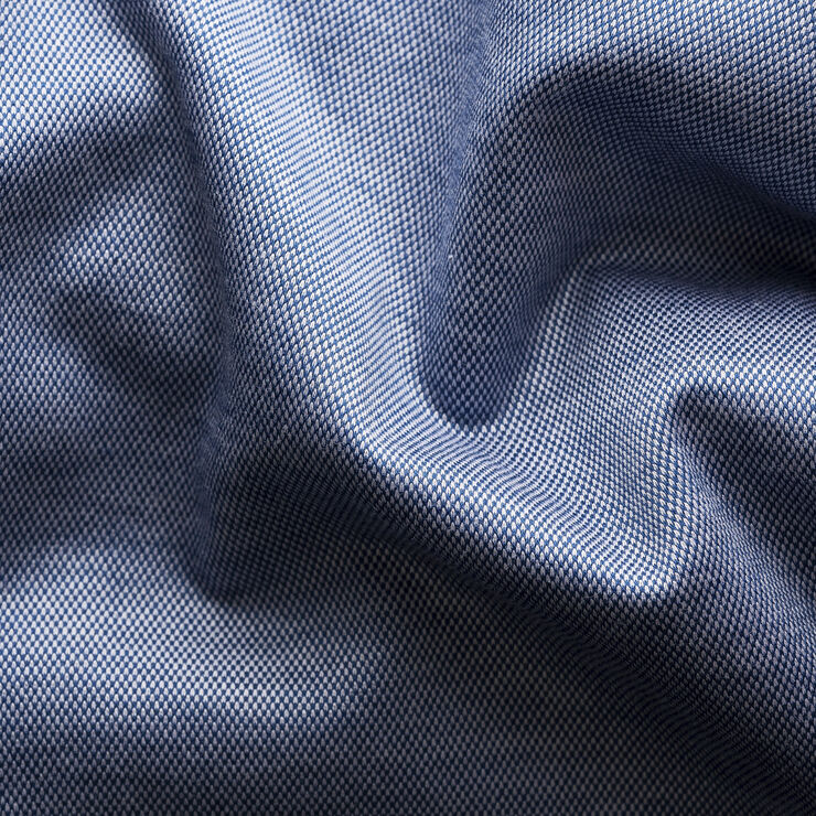 ETON Slim Fit Mid Blue Solid Filo Di Scozia Pique Shirt Blå