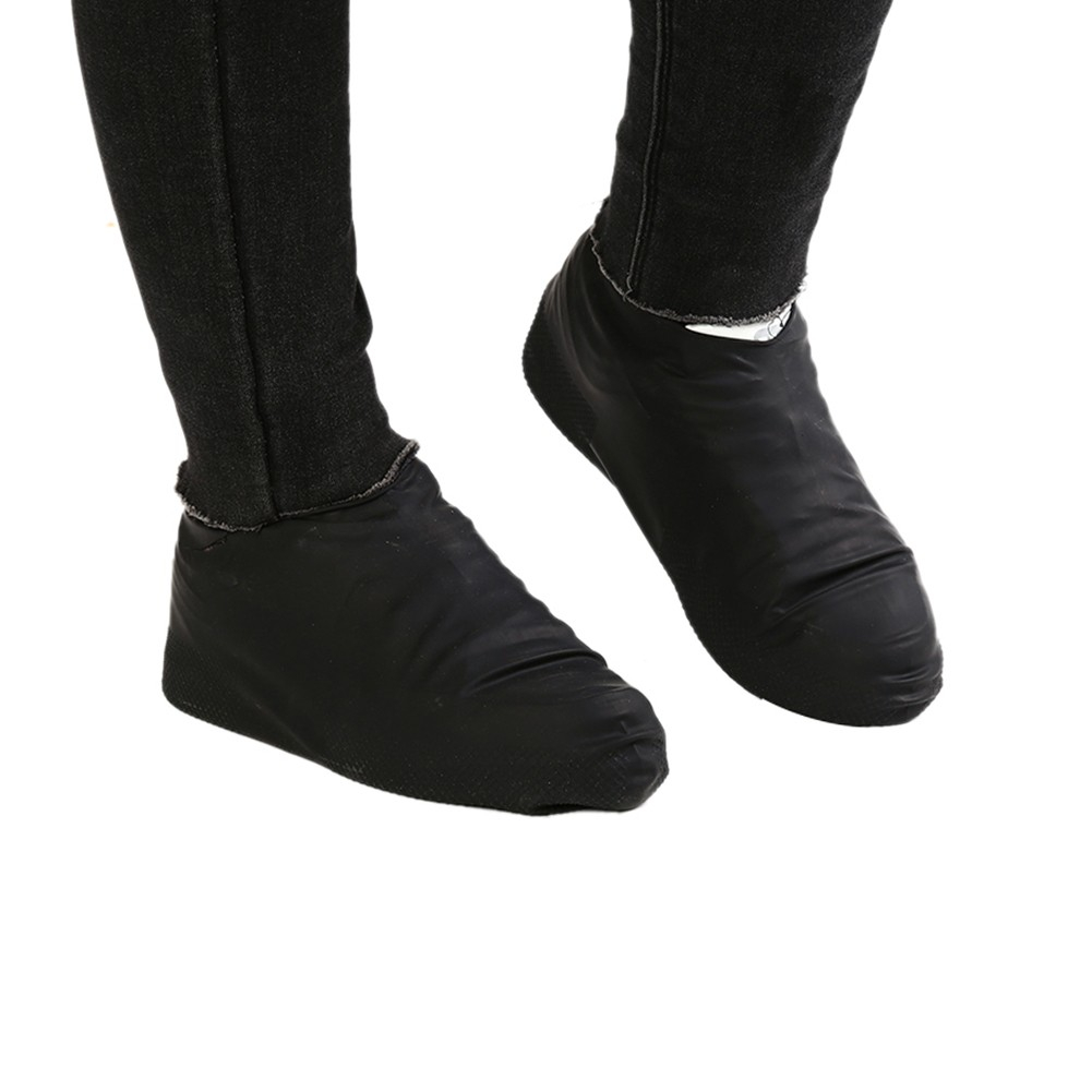 (1 Paar) Gr. L Wiederverwendbare Silikon Schuhabdeckung Schuhüberzug Wasserabweisend (Gr. 40-44) - Schwarz