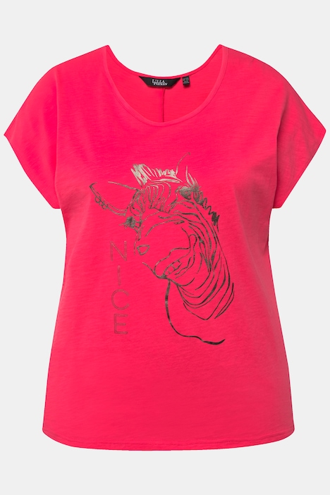 T-Shirt, Metallic-Tiermotiv, Oversized, Rundhals, Halbarm