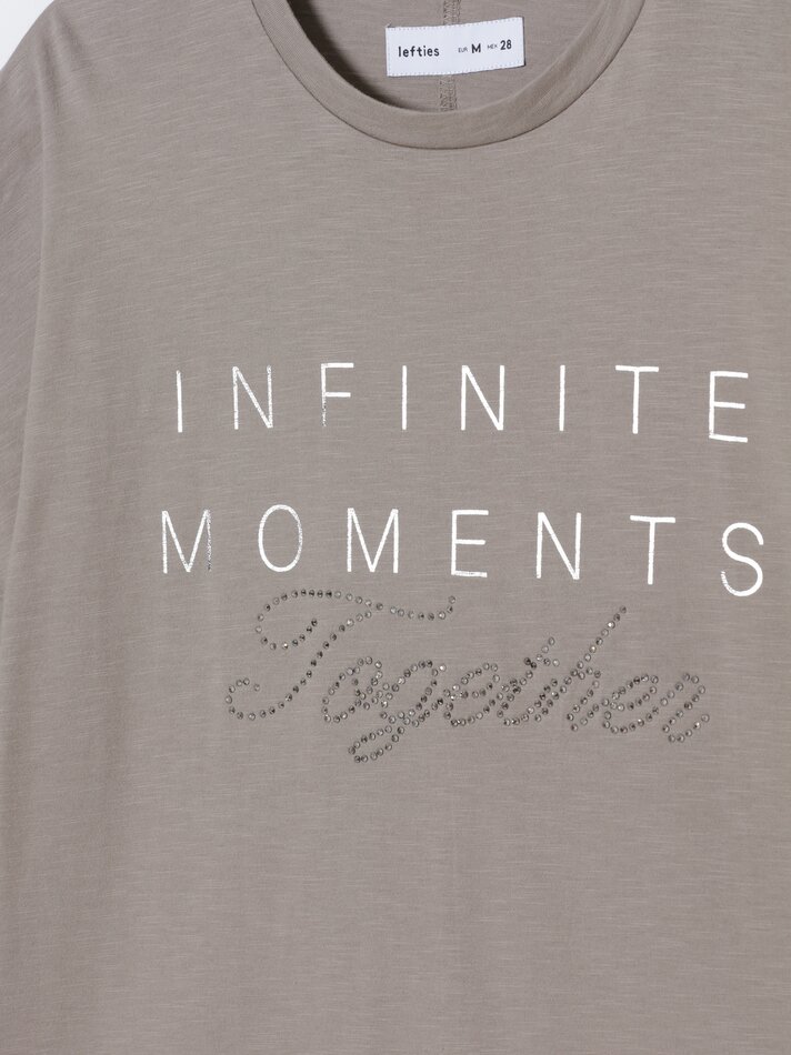 Camiseta básica estampada - Arena