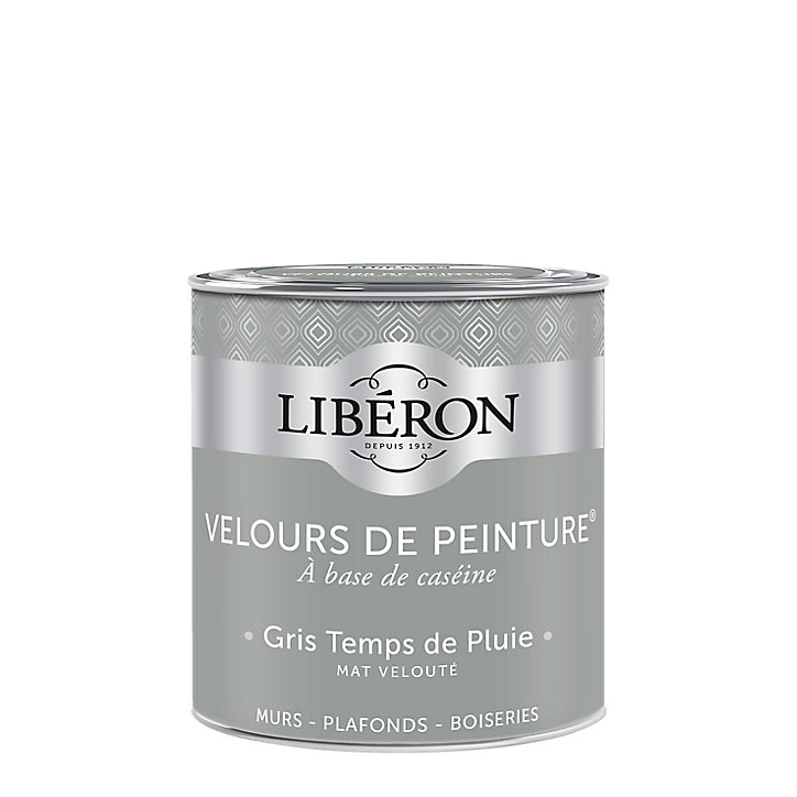 Peinture murs, plafonds et boiseries Velours de peinture gris temps de pluie Libéron 0,5L