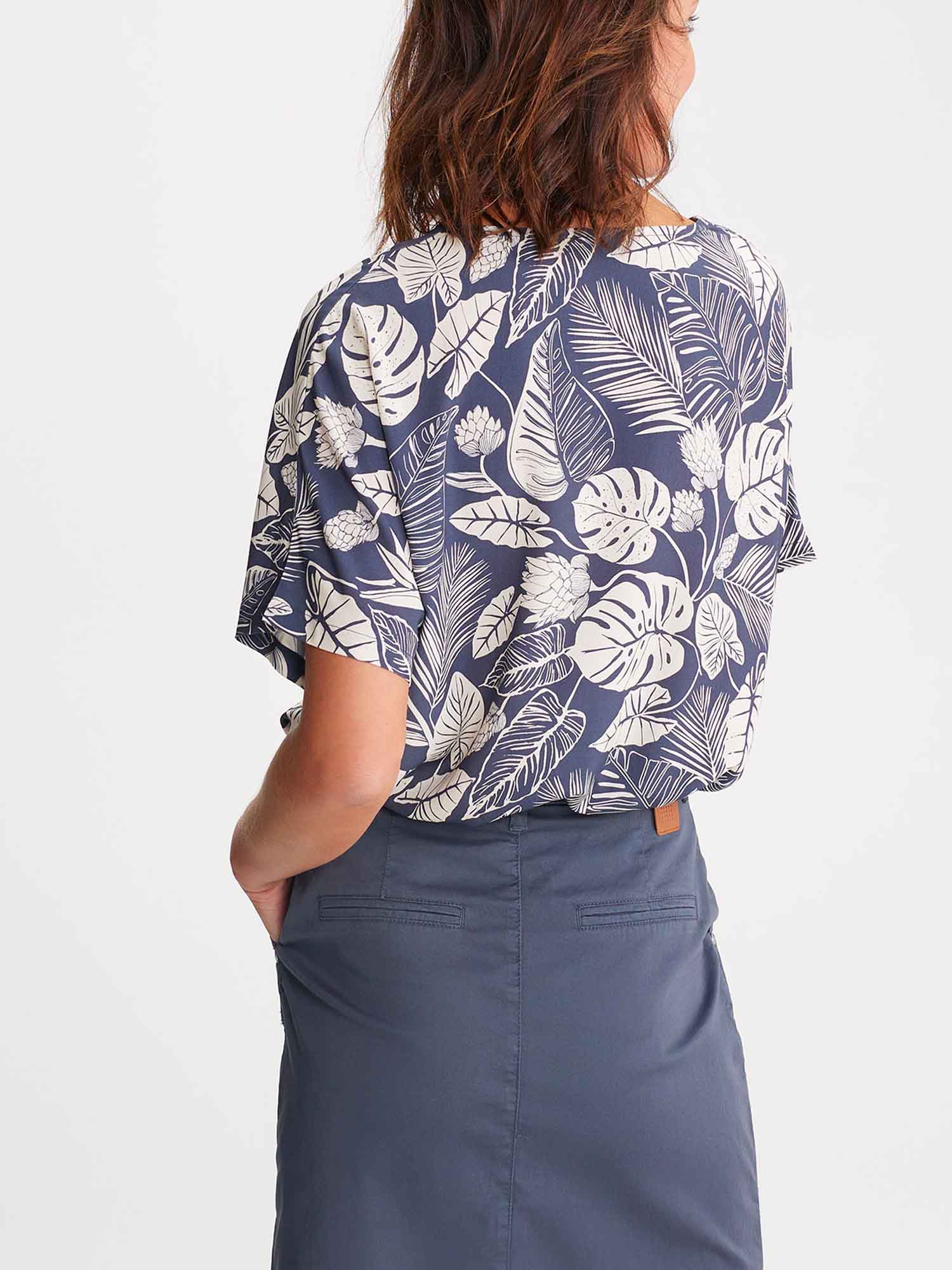 Blouse Femme Motif Floral Bleu