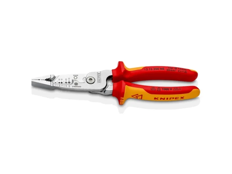 Knipex 13 76 200 ME, Beskyttende isolering, 290 g, Rød, Rustfrit stål, Gul