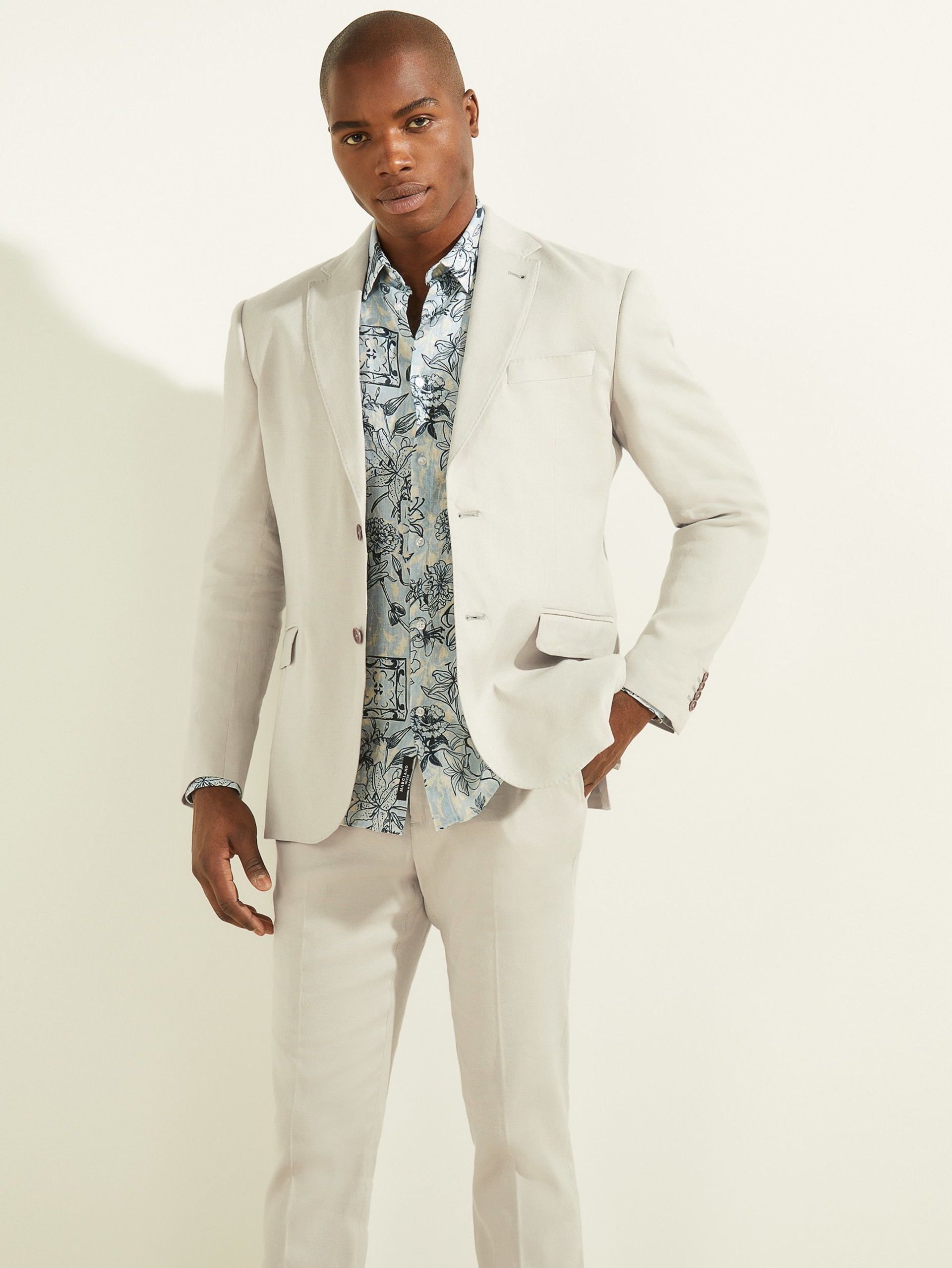 Blazer de linho misto com abotoamento simples