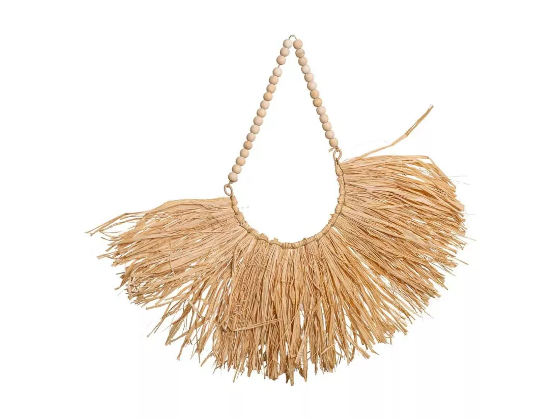 Collier décoratif mural en fibre naturelle marron 26x02x13h