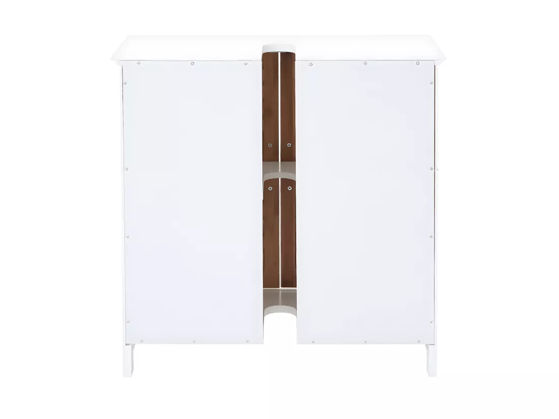 Meuble sous-lavabo MCW-B41, Meuble sous-vasque MCW-B41, bambou, blanc, 60x60x30cm