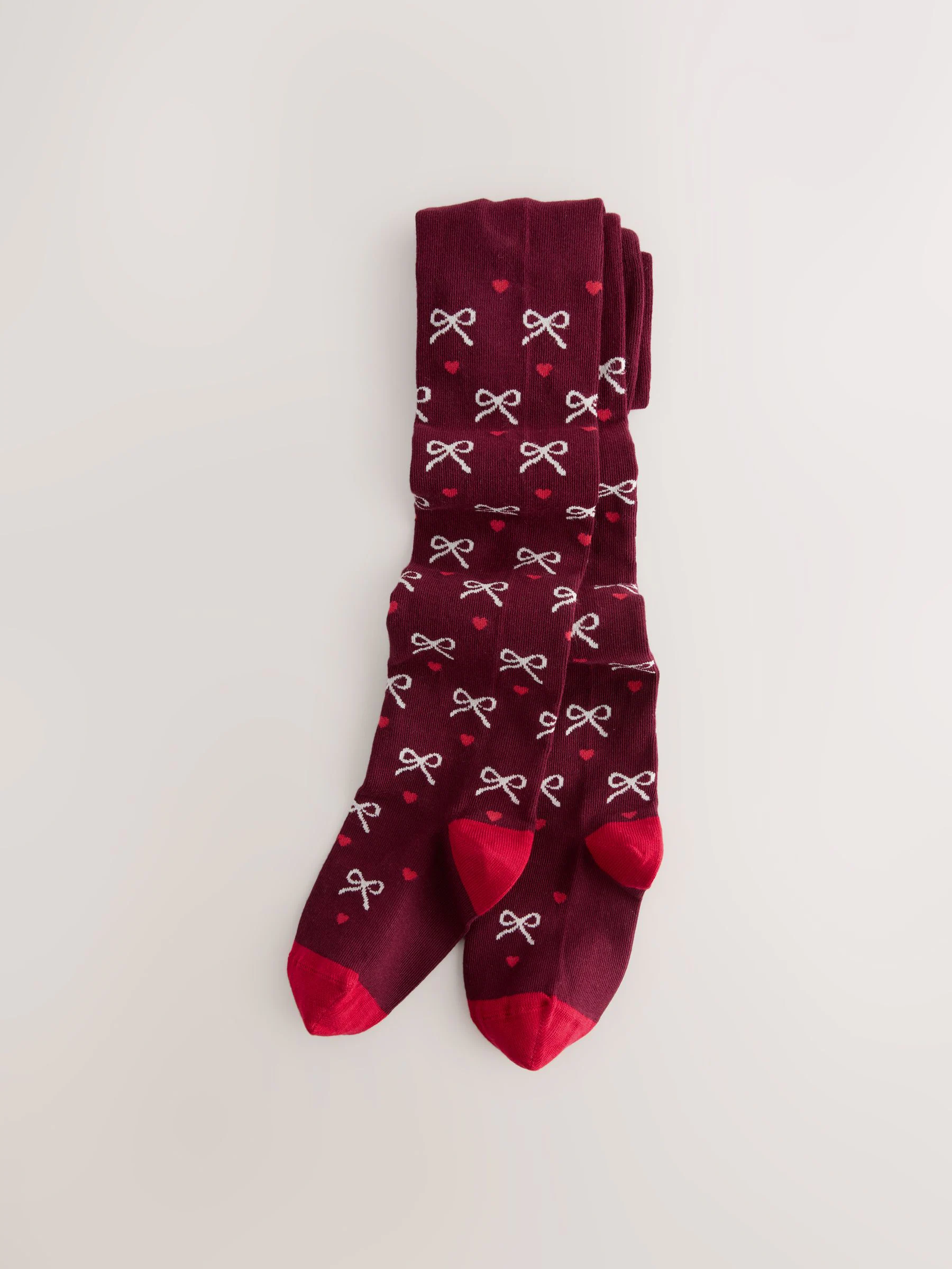 Paarsrood - Cotton Rich Bow Tights