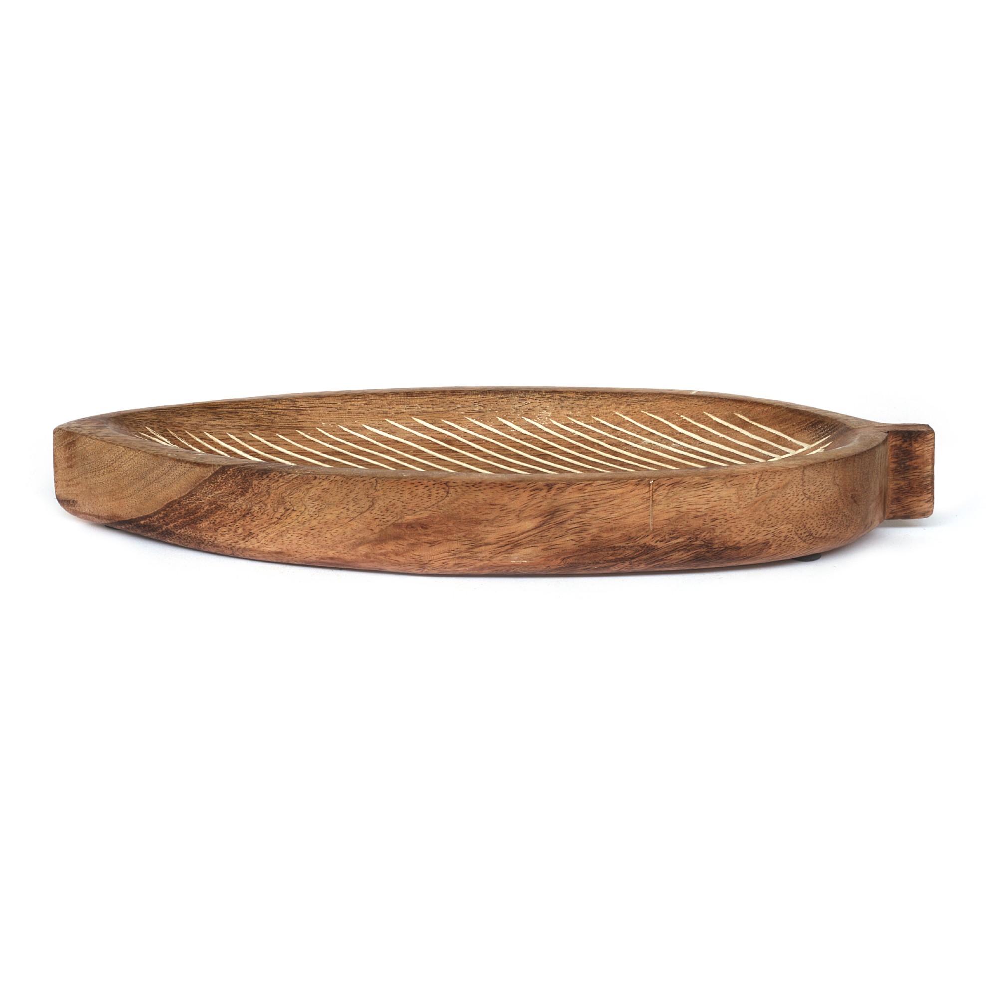 Teller Ablage 'Blatt', natur, T 38 cm, B 13 cm, H 4 cm von fischer's lagerhaus