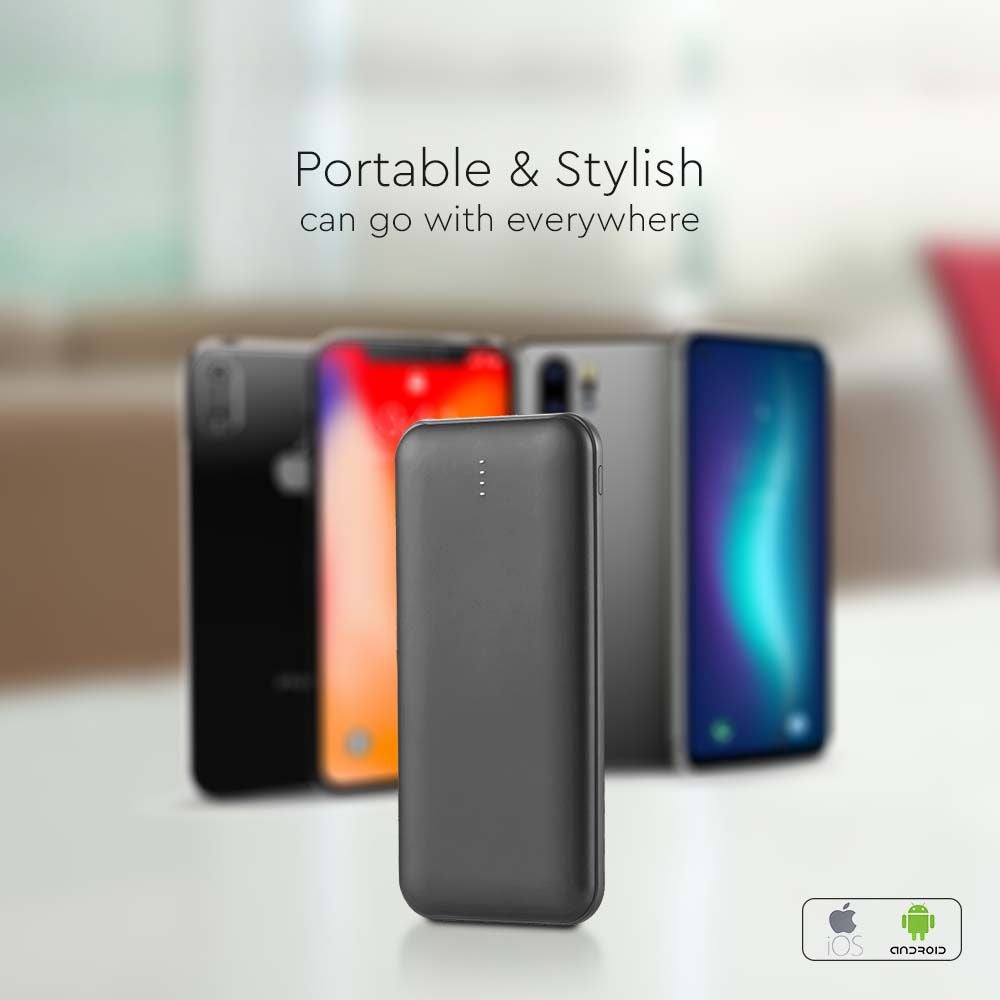 Powerbanks met LED-scherm - Zwarte behuizing - 10000 mAh