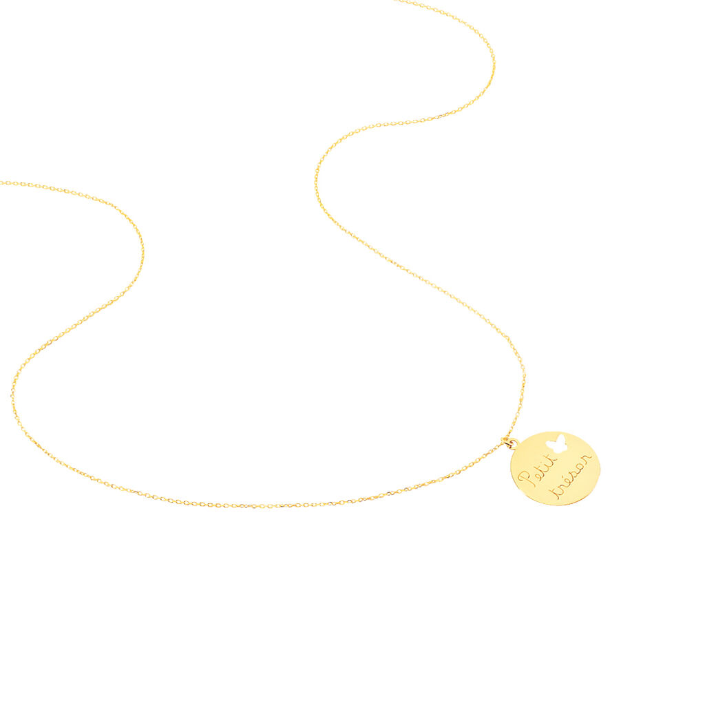Collier Benedicte Message Or Jaune