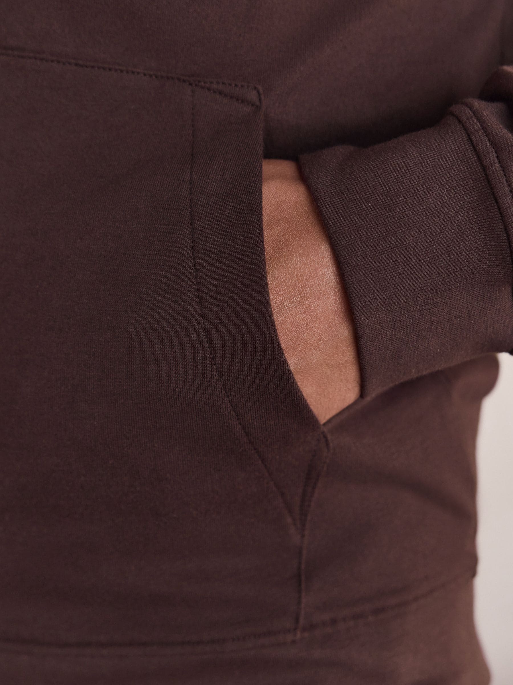 Chocoladebruin - Lichte hoodie met rits