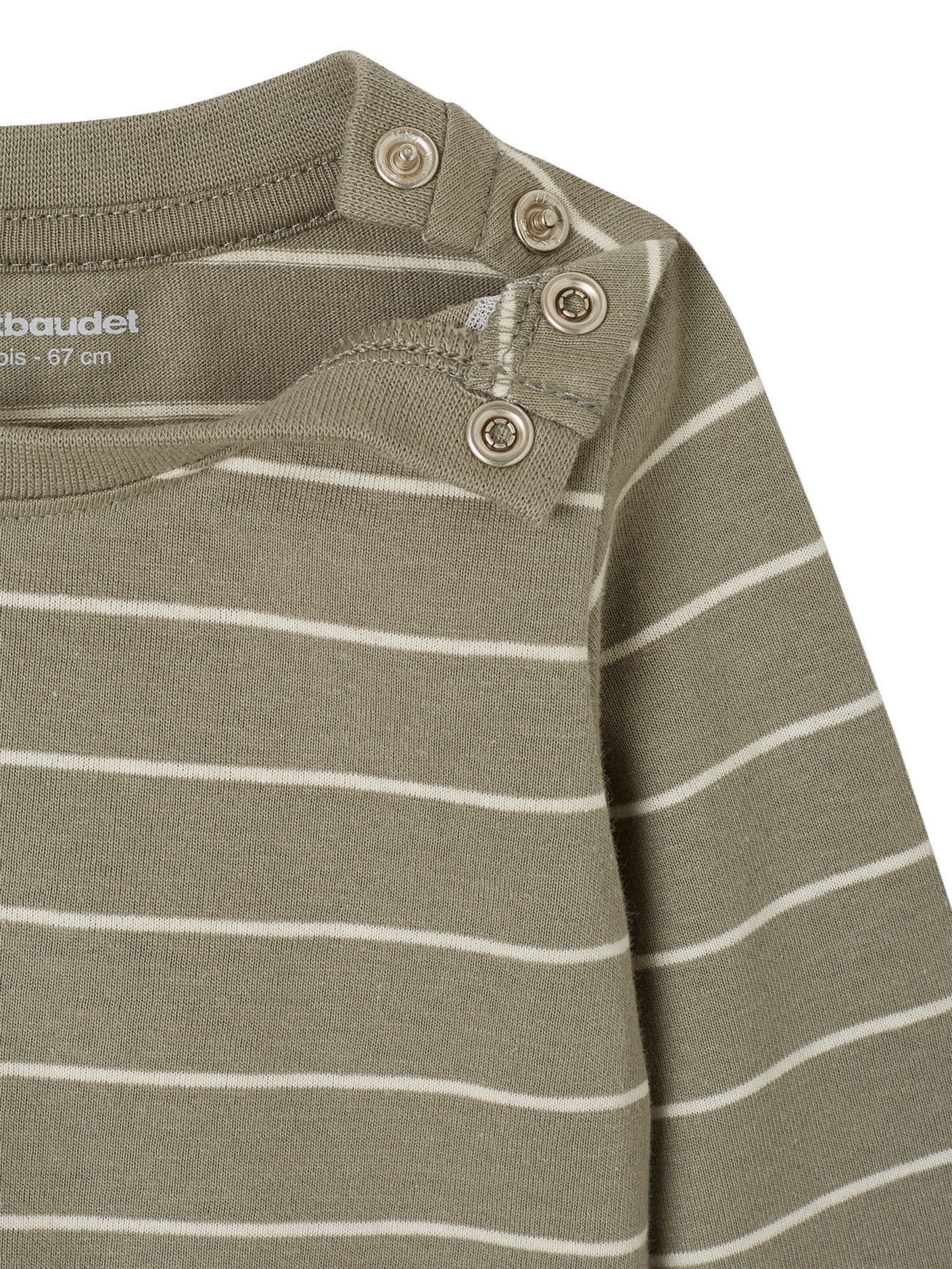 Vertbaudet 2er-Pack Baby Shirts BASIC, Print & Streifen khaki