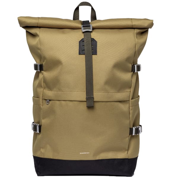 Sac à dos lifestyle SANDQVIST ICON ROLLTOP BACKPACK L OLIVE DRAB WITH BLACK LEATHER