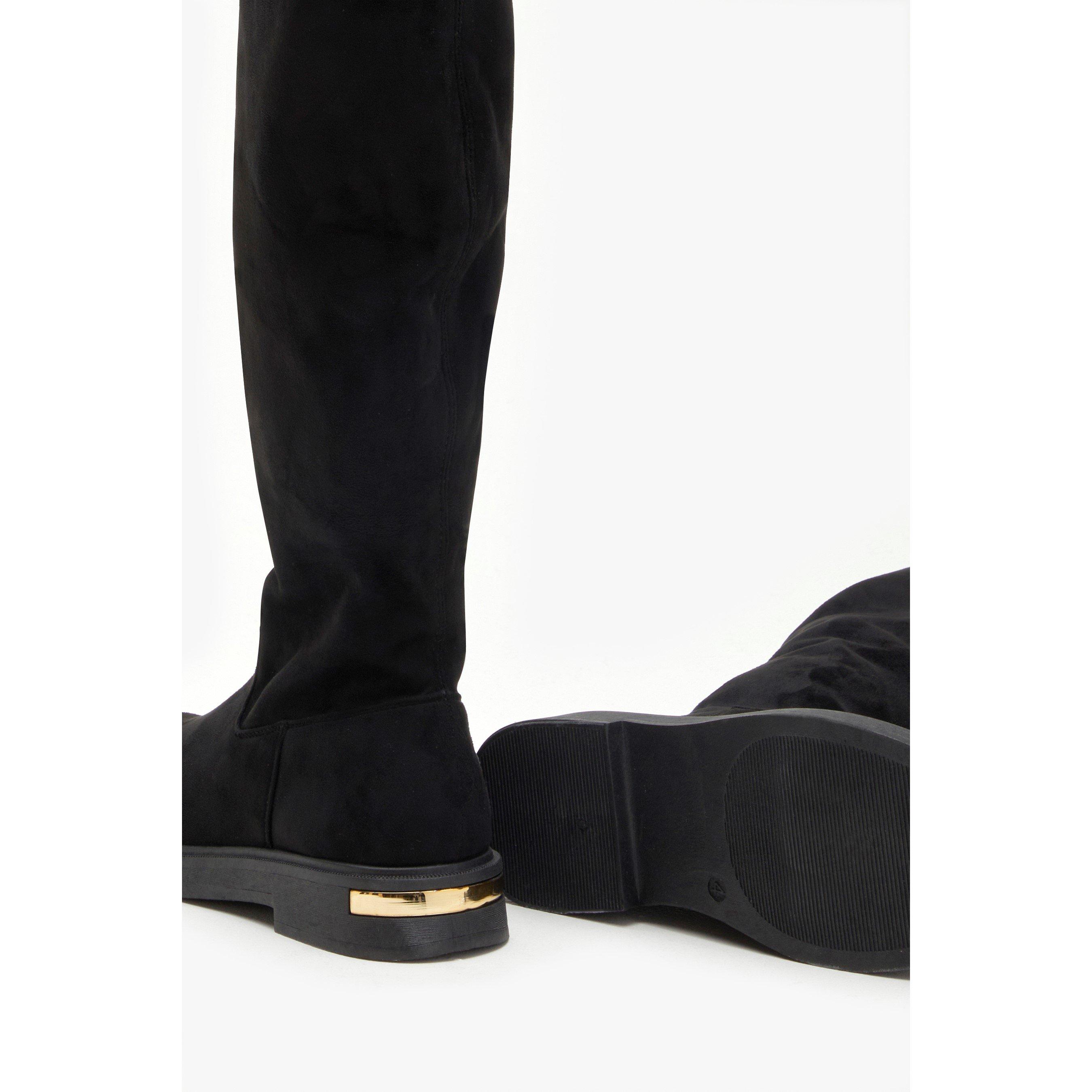 Be You Studio Flat Faux Suede Stretch Tall Boot