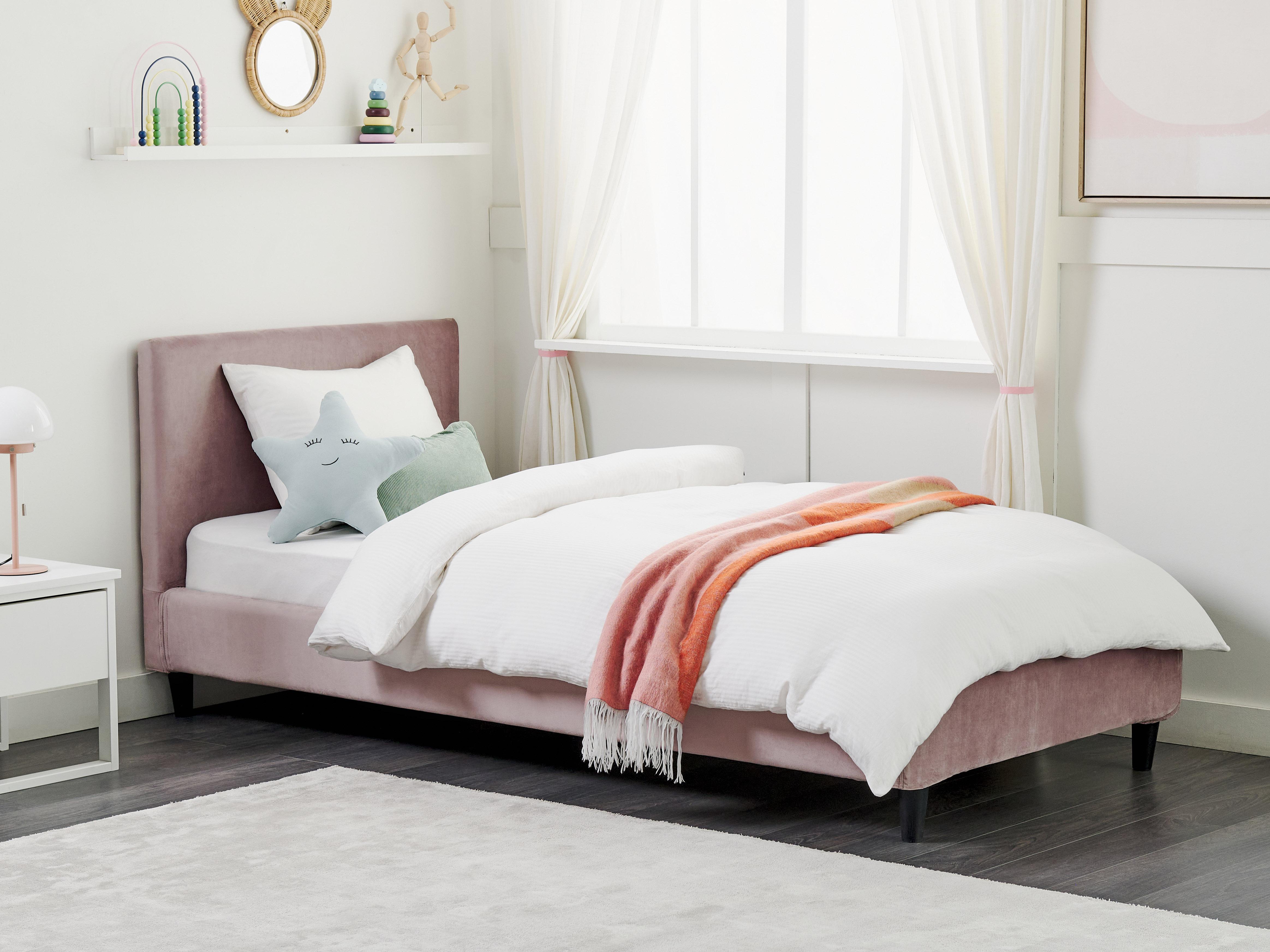 Bed Fluweel FITOU 90 x 200 cm Roze