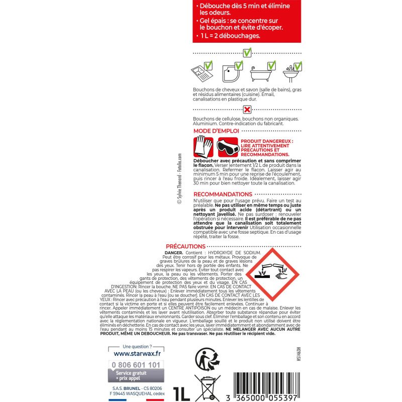 Déboucheur gel express Starwax -  Bidon de 1 L