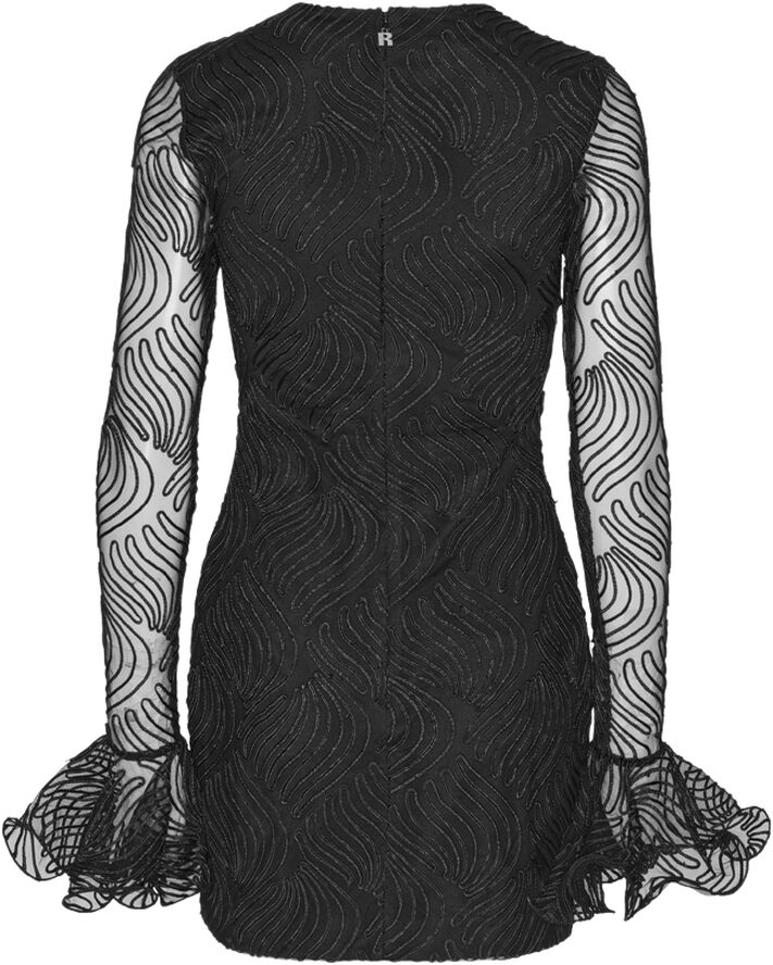 ROTATE Birger Christensen Shiny Mini Flounce Dress Black