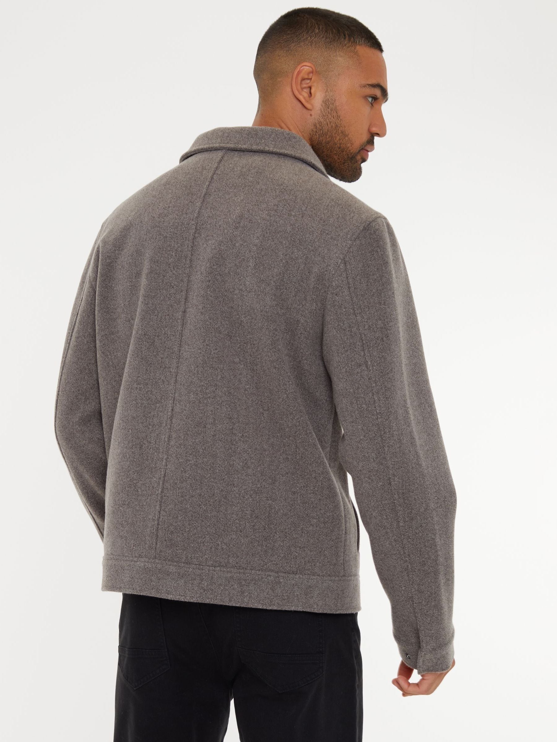Neutraal - Threadbare Geborsteld overshirt met knoopsluiting