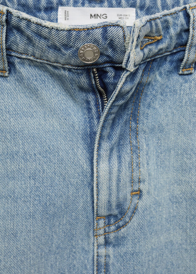 MANGO Denim skirt with frayed hem Open blue