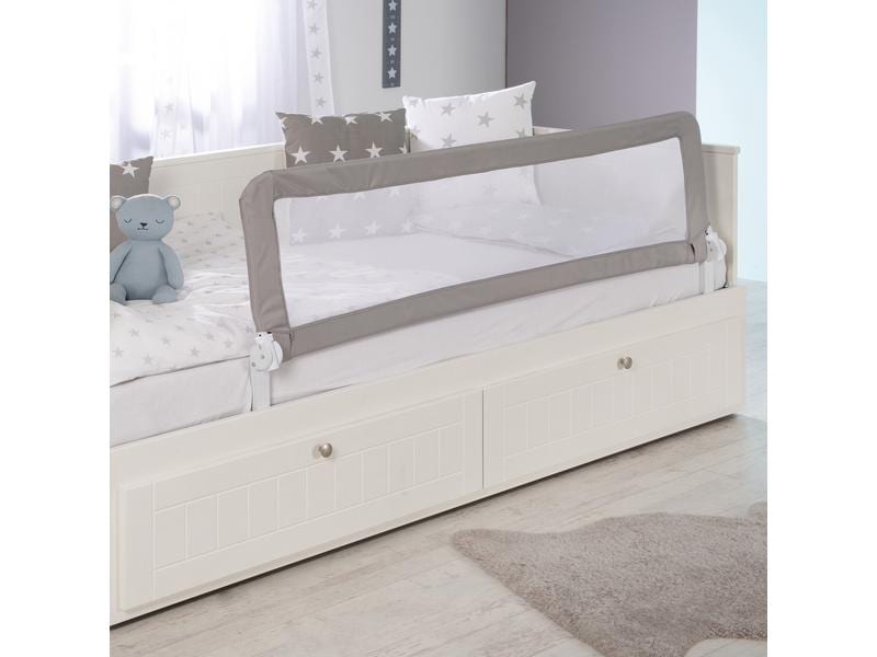 roba Bettgitter Klipp-Klapp Taupe 150 x 40 cm Klappbares Bettschutzgitter für Babys und Kinder