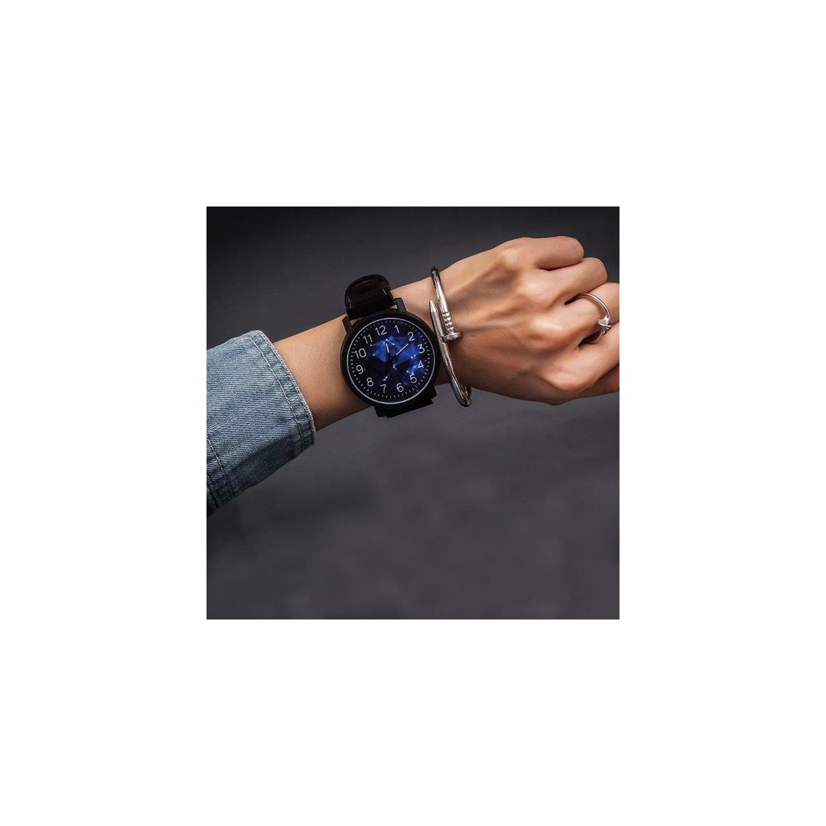Armbåndsur Kunstlærbånd Cosmic Svart