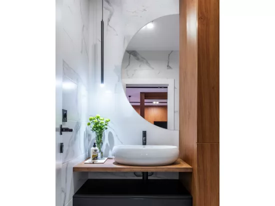 Miroir Suspendu Demi-Cercle pour l'Entrée 1/2 Ø80