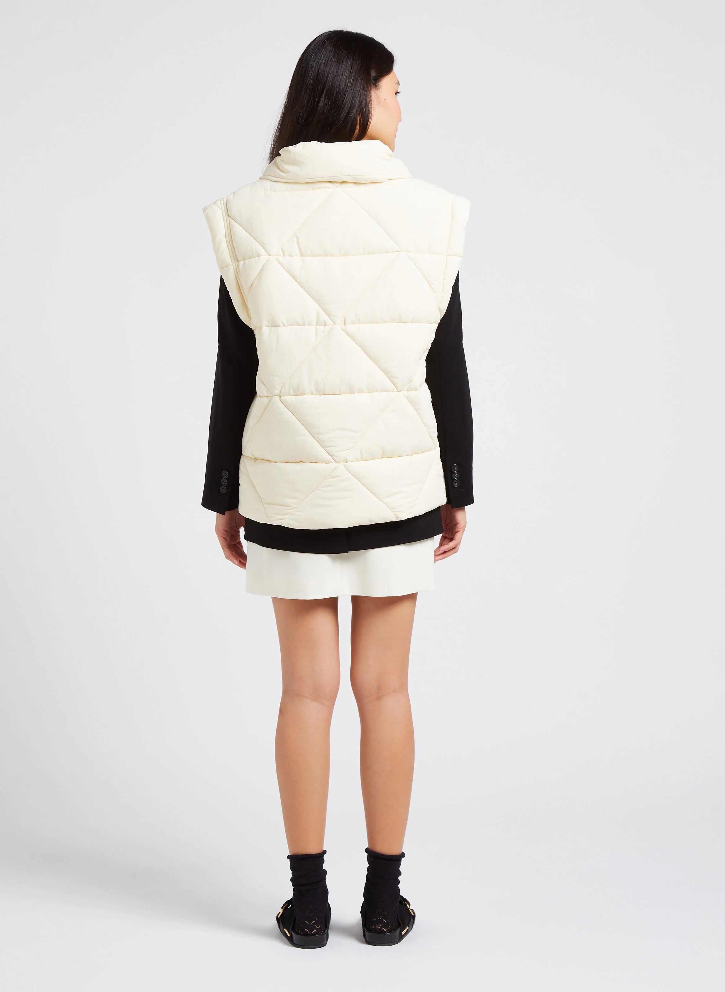 Doudoune droite sans manches | Blanc