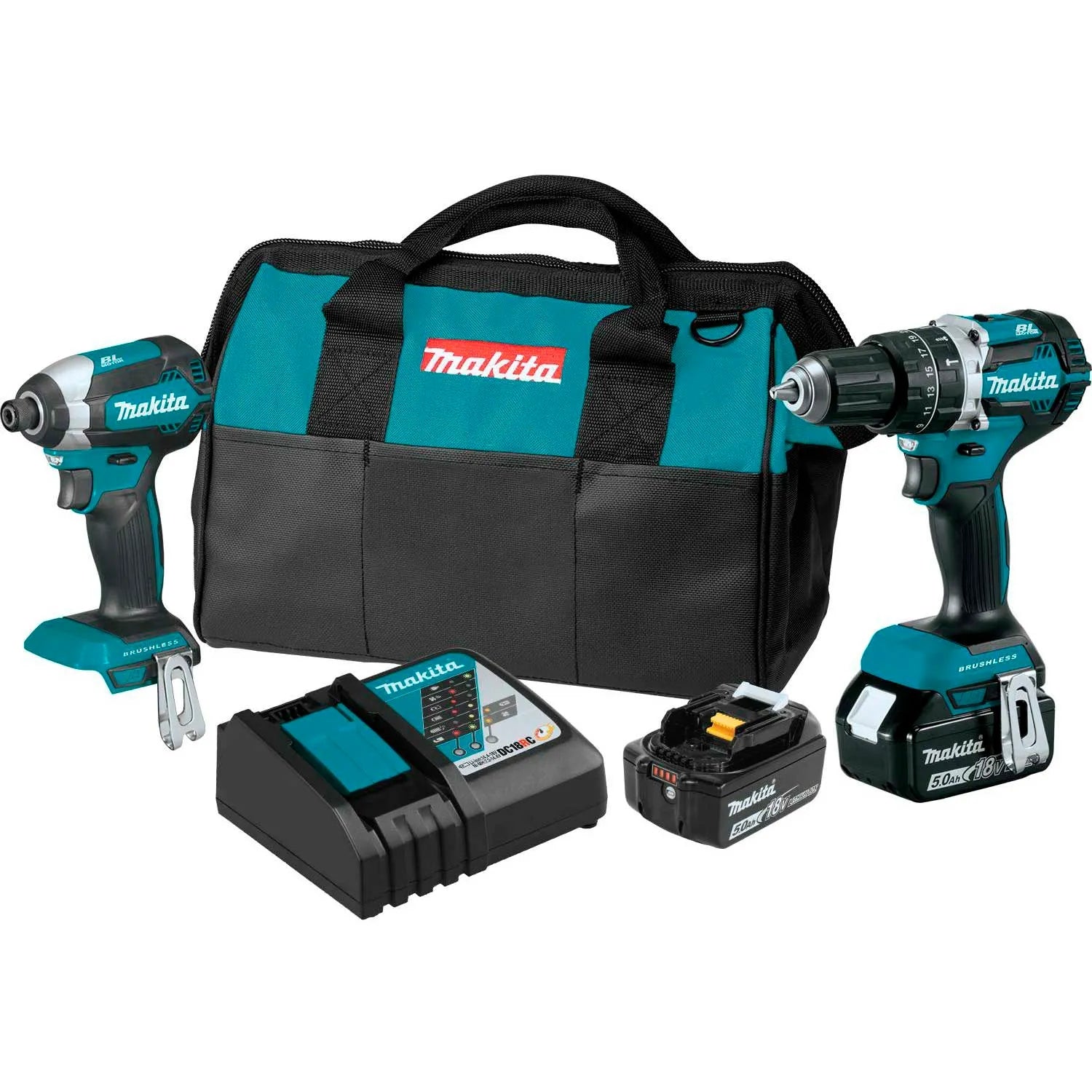 Makita&reg; LXT&reg; Cordless 2-Pc. Combo Kit, 5.0Ah, 18V, Lithium-Ion, Brushless, 530ft lbsTorque