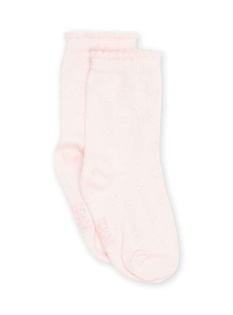 Chaussettes rose pâle à motif coeurs