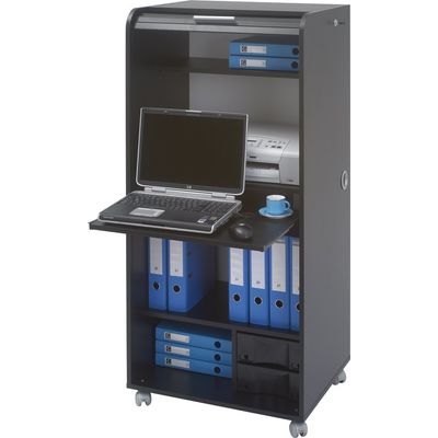 Armoire à rideaux ORGA - 2 tiroirs - H140 cm - Noir