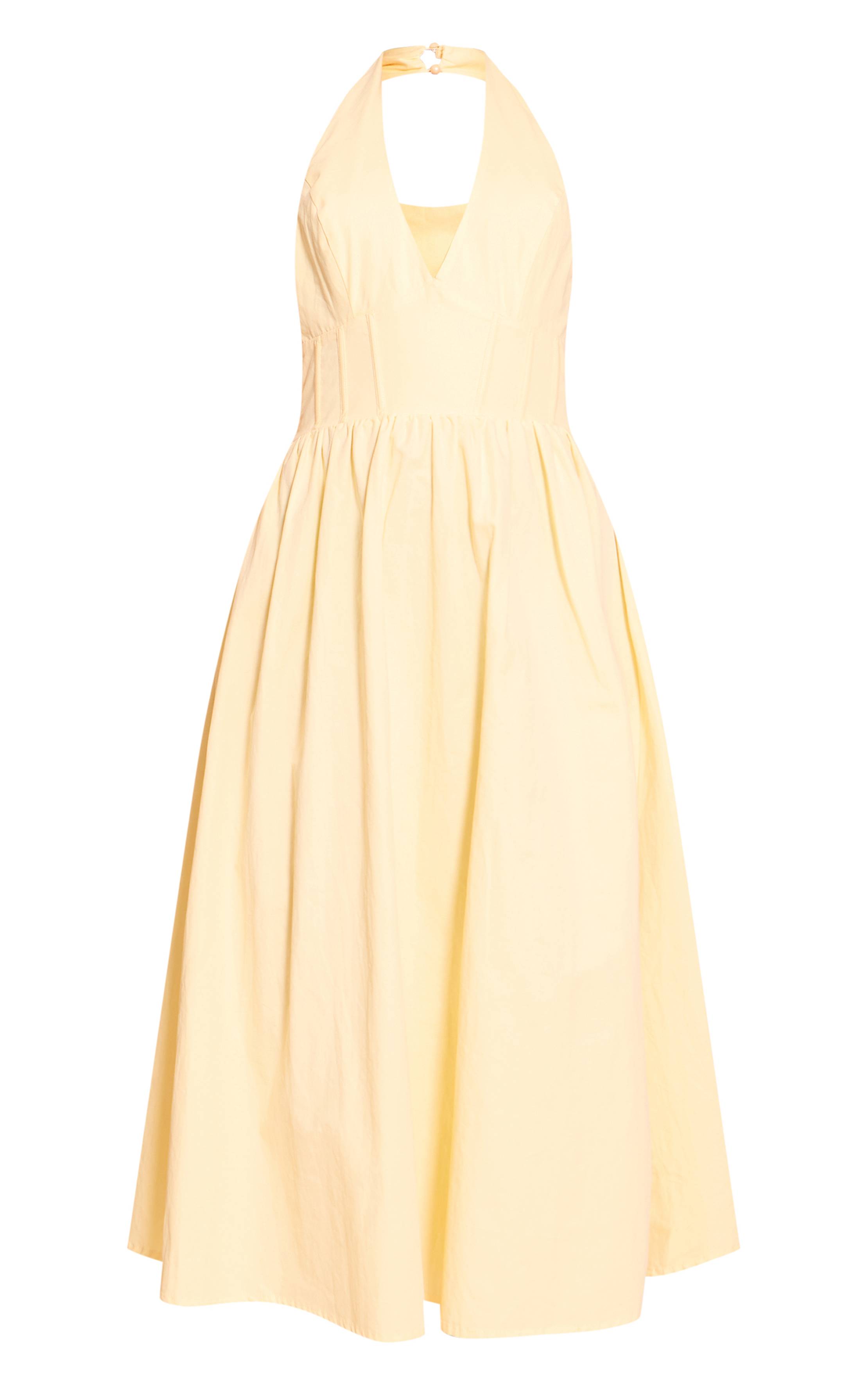 Citron Robe Midaxi Sans Manches Tissée À Col Licou