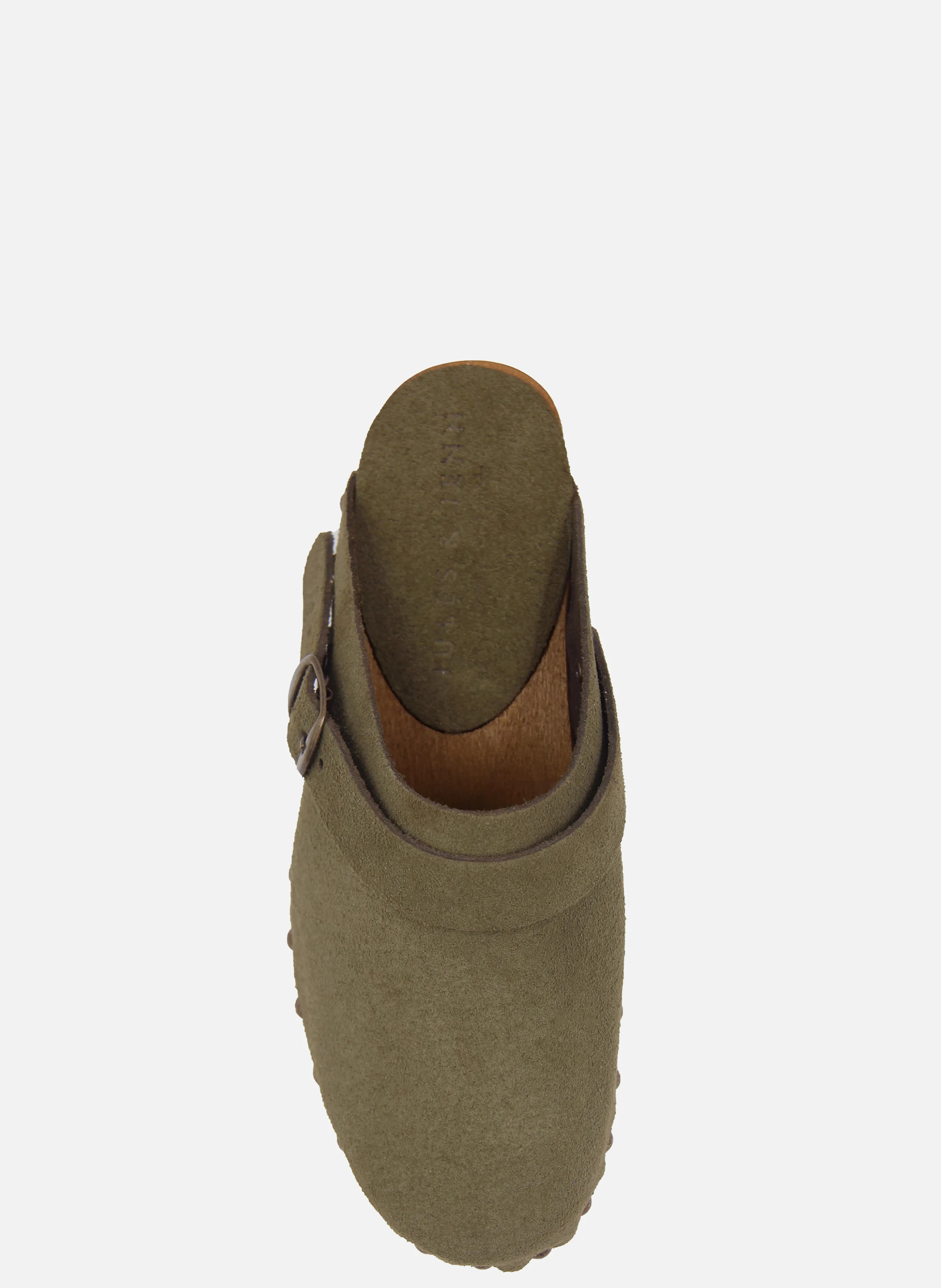 Sabots bois brides cuir daim | Vert