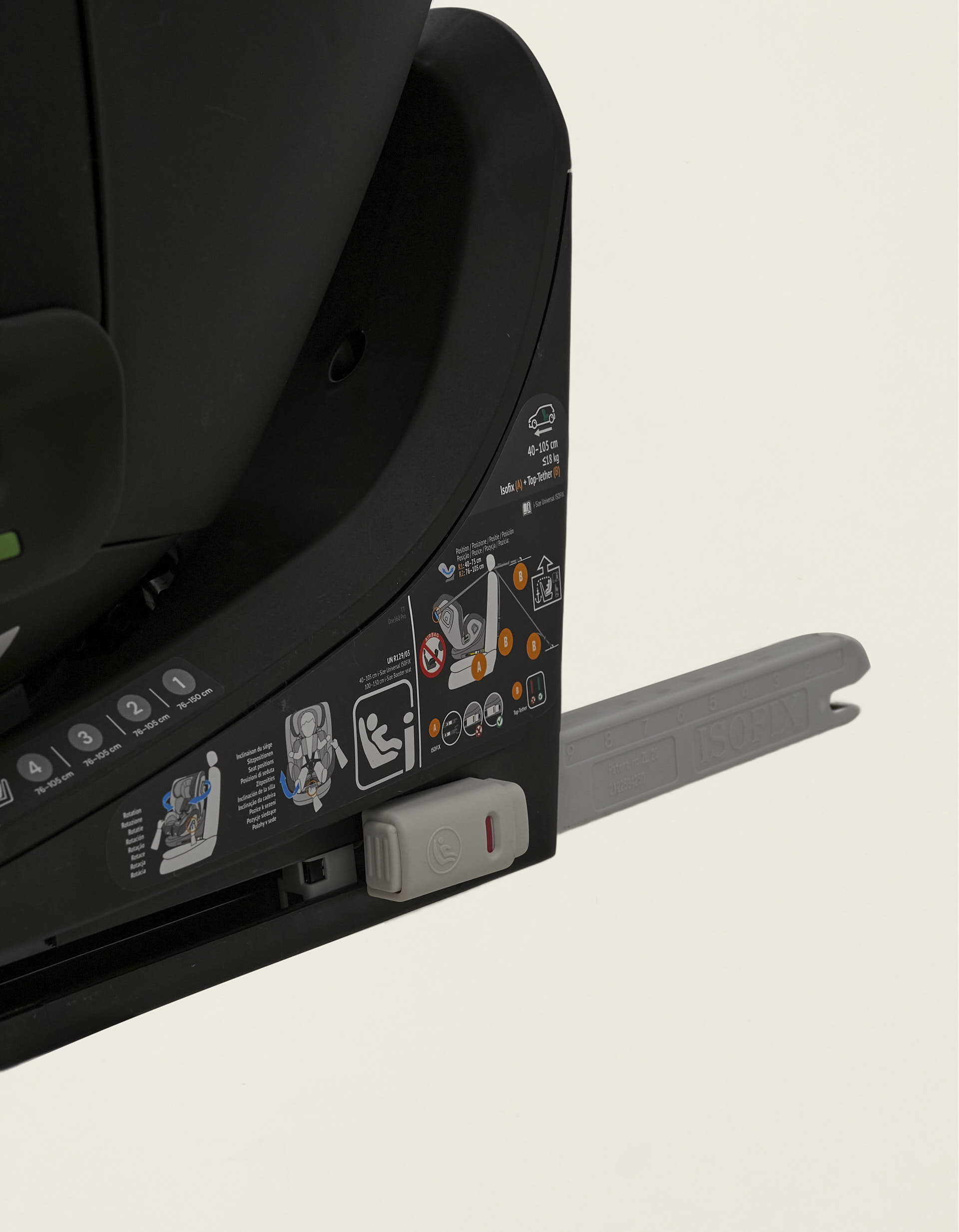Cadeira Auto I-Size ZY Safe Premium com Isofix (40-150), Preto/Cinza