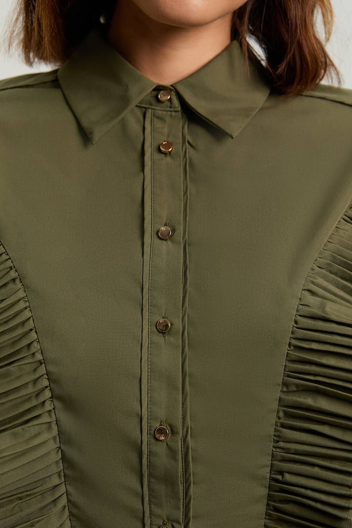 KarenMillen Chemise En Popeline De Coton Avec Détail De Plis Plissés