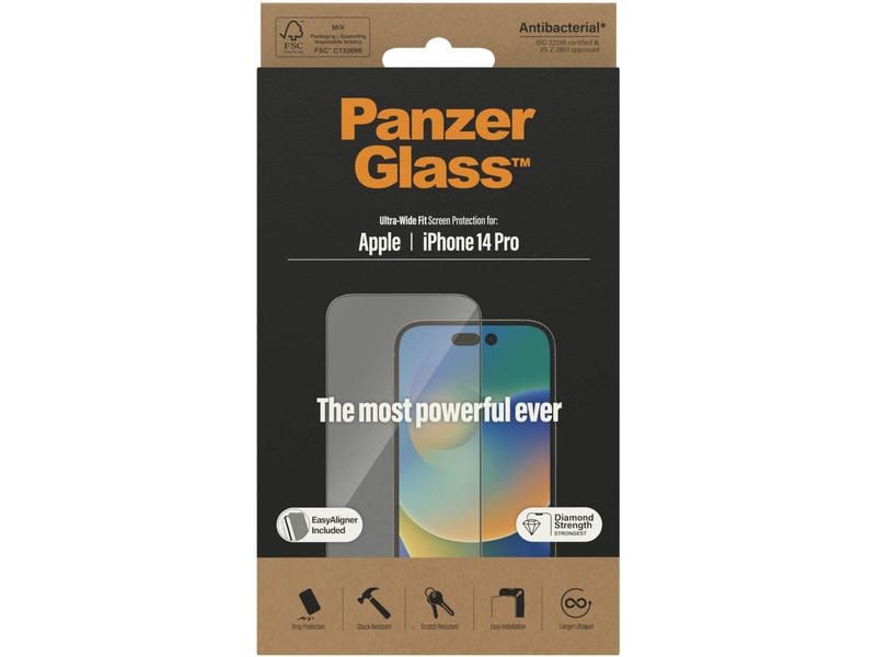 Panzerglass Displayschutz Ultra Wide Fit iPhone 14 Pro Display-Schutzfolie mit Applicator für das Apple iPhone 14 Pro