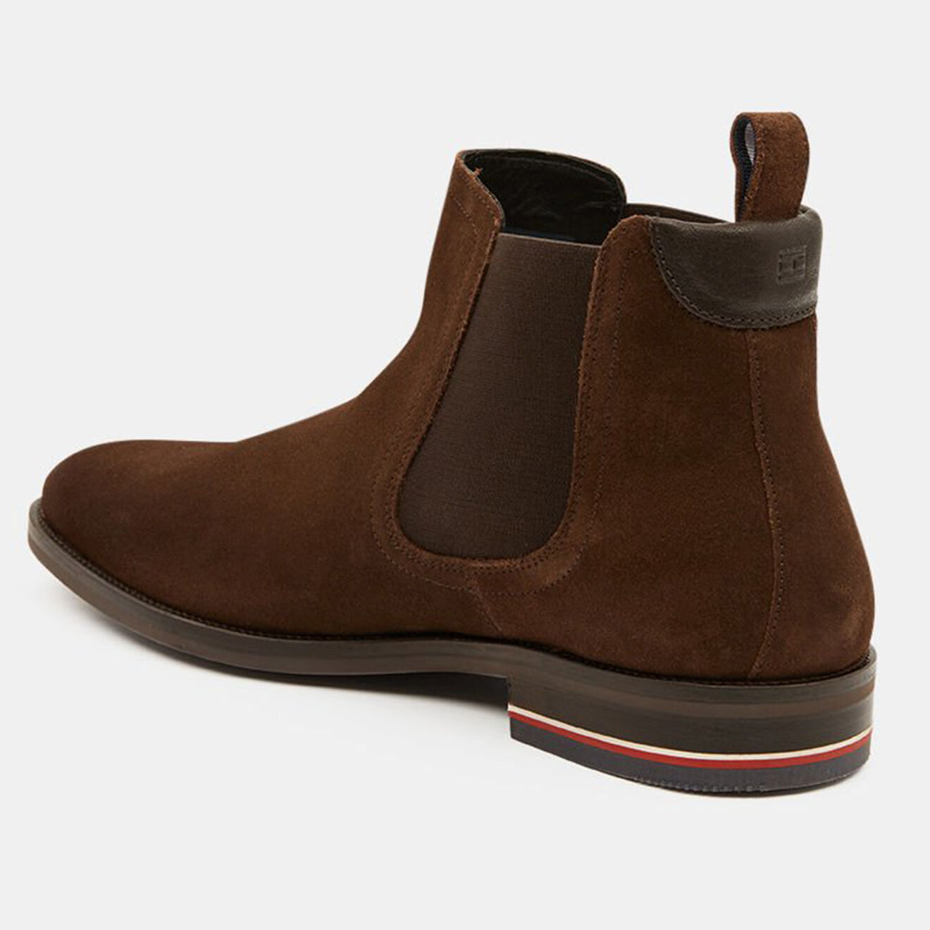 Tommy Hilfiger Chelsea boots en Velours de Cuir Signature marron foncé