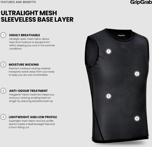 GripGrab Ultralight Mesh Baselayer, Black