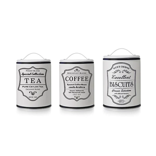 Lot de 3 pots de conservation thé café biscuit Ibili