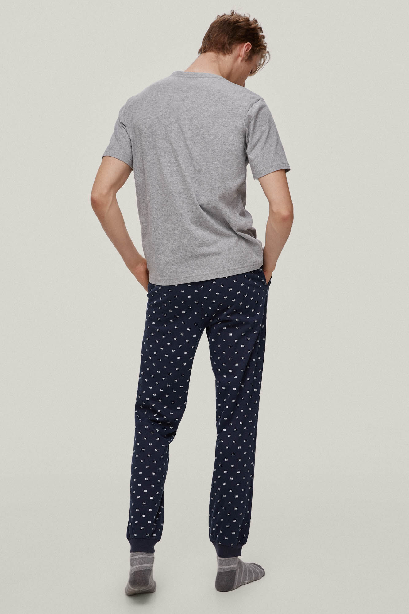 Conjunto de pijama de malha - Cinza