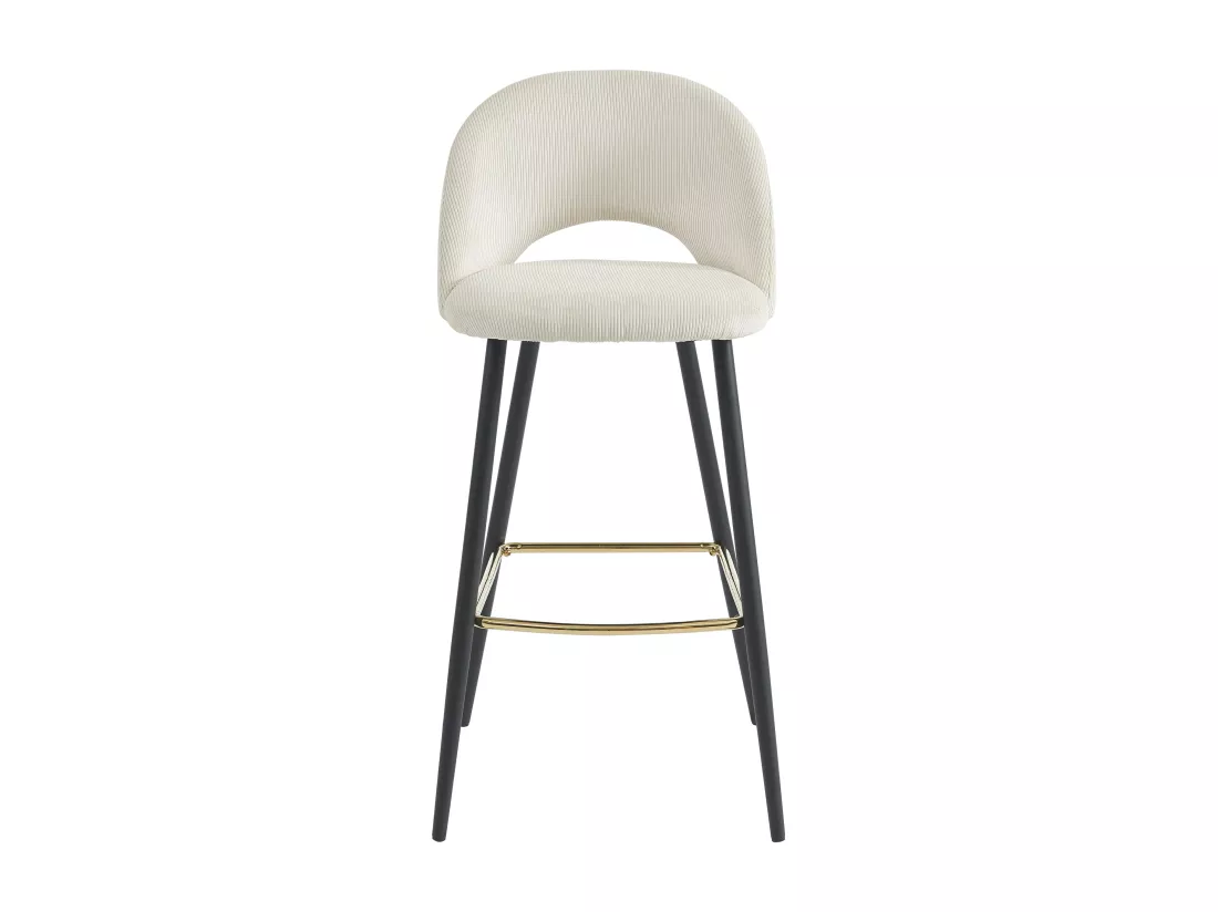 Lot de 2 tabourets de bar en velours côtelé et métal - Crème - FINCHY de Pascal Morabito