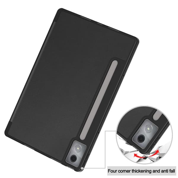 For Lenovo Idea Tab Pro Case Tri-Fold stativdeksel med penneholder - svart