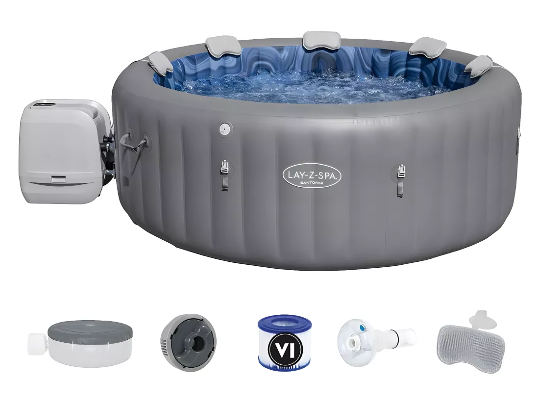 Spa gonflable Lay-Z-Spa Santorini rond HydroJet Pro 5/7 places - Bestway