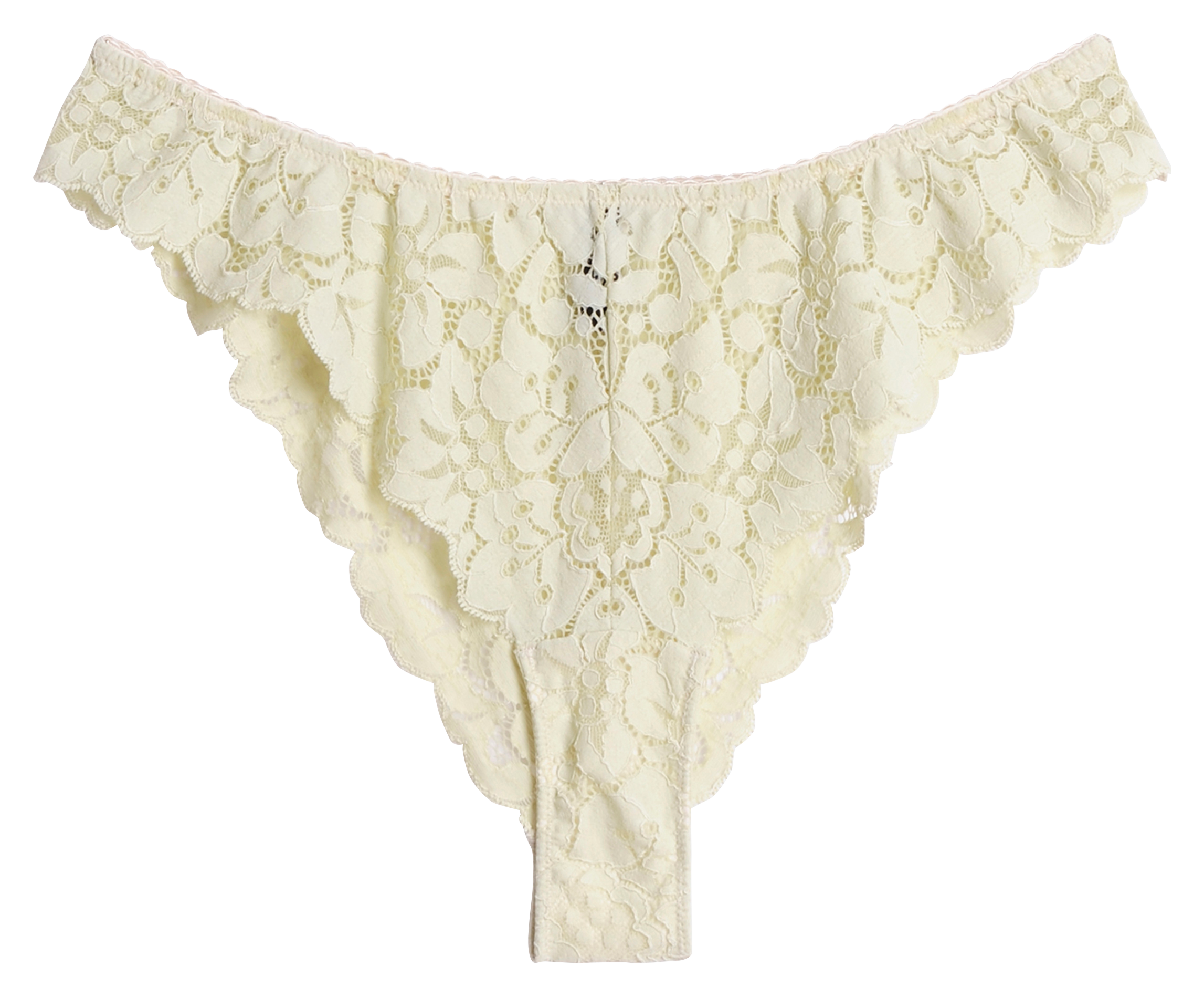 FELICIE - Tanga en dentelle fleurie| Beige