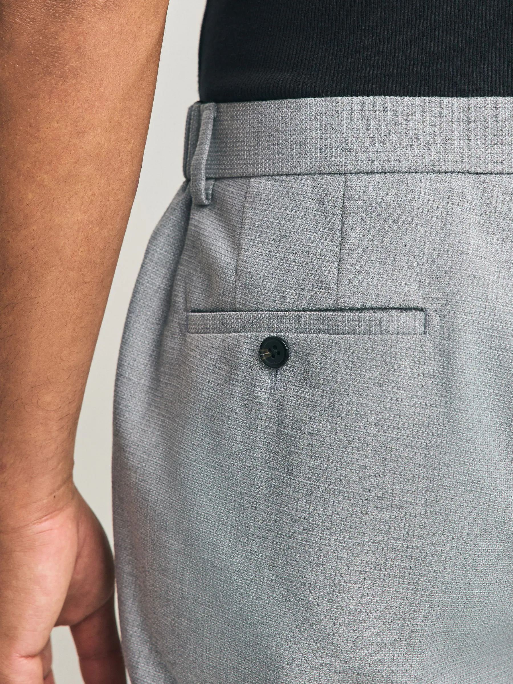 Lichtgrijs - Slimme broek met elastische tailleband en normale pasvorm