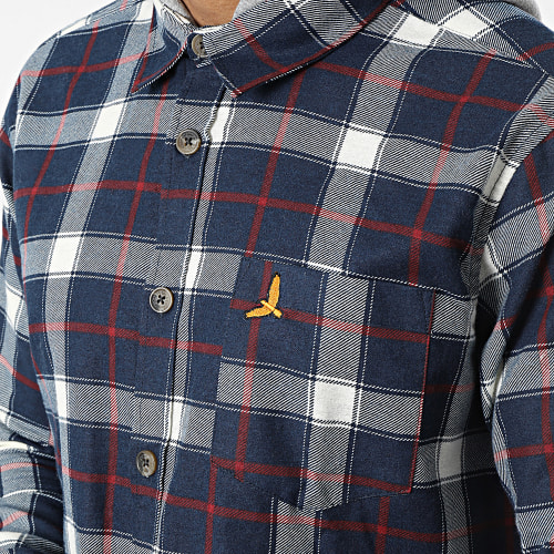 Chemise Manches Longues Capuche A Carreaux Kyogre Bleu Marine